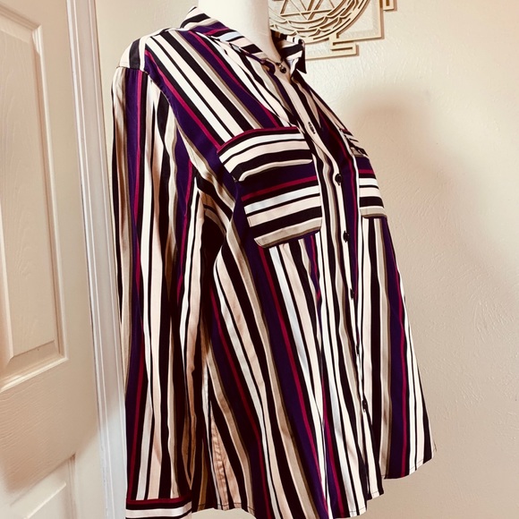 Chico’s Silky Soft Romantic Stripes Blouse - Picture 2 of 7